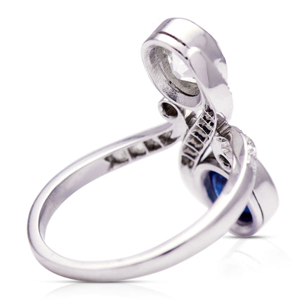 Antique_Sapphire_Engagement_Rings Art Nouveau, Platinum, Sapphire and Diamond Ring