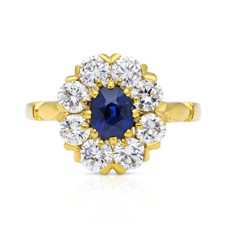 18ct-Gold-Antique-Sapphire-Diamond-Daisy-Cluster-Engagement-Ring-Vintage