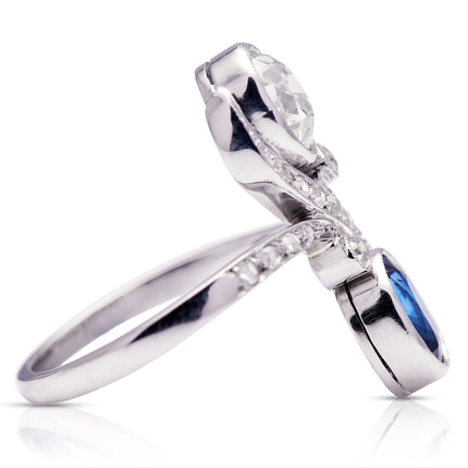 Antique_Sapphire_Engagement_Rings Art Nouveau, Platinum, Sapphire and Diamond Ring