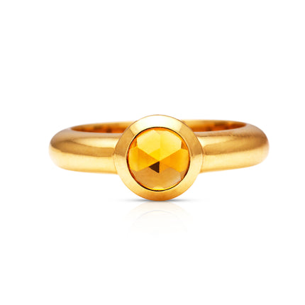 Vintage-Tiffany-Citrine-18ct-Gold-Antique-Stacking-Ring-France 