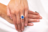 Vintage, French, 18ct Gold, Cornflower Blue Sapphire and Diamond Ring