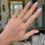 Antique French yellow sapphire & diamond cluster ring