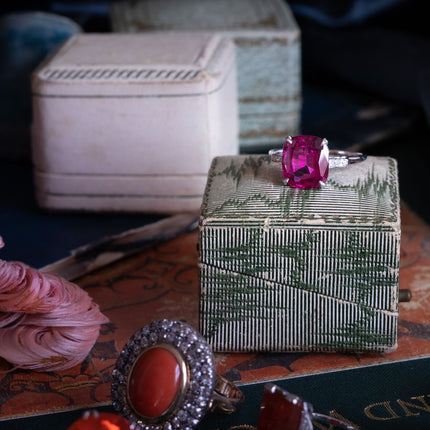 Edwardian, 18ct White Gold, Pink Tourmaline and Diamond Ring
