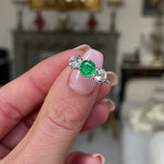 Antique, Art Deco emerald & diamond three-stone ring