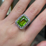 Antique, Belle Époque, peridot & diamond ring