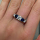 Victorian, 18ct Gold, Sapphire and Diamond Carved Half Hoop Engagement Ring
