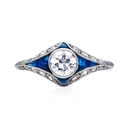 Art-Deco-Diamond-Sapphire-Platinum-Ring-Vintage