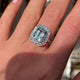 Art Deco Aquamarine and Diamond Cluster Ring, Platinum