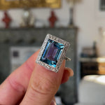 Exceptional Art Deco aquamarine & diamond ring