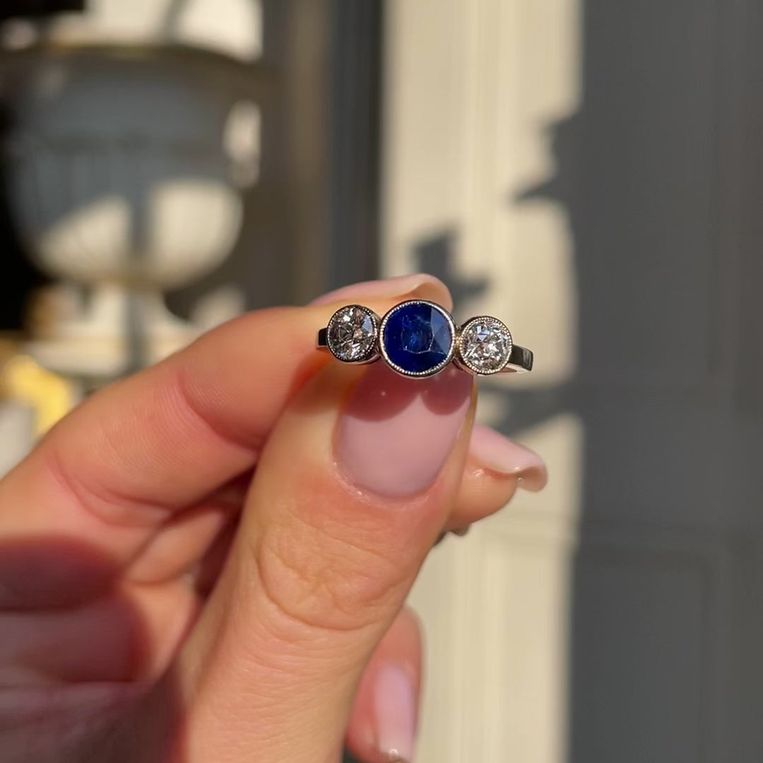 Art Deco sapphire & diamond engagement ring