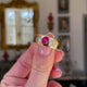 French Cabochon Ruby and Diamond Gypsy Three Stone Ring, 18ct Yellow Gold