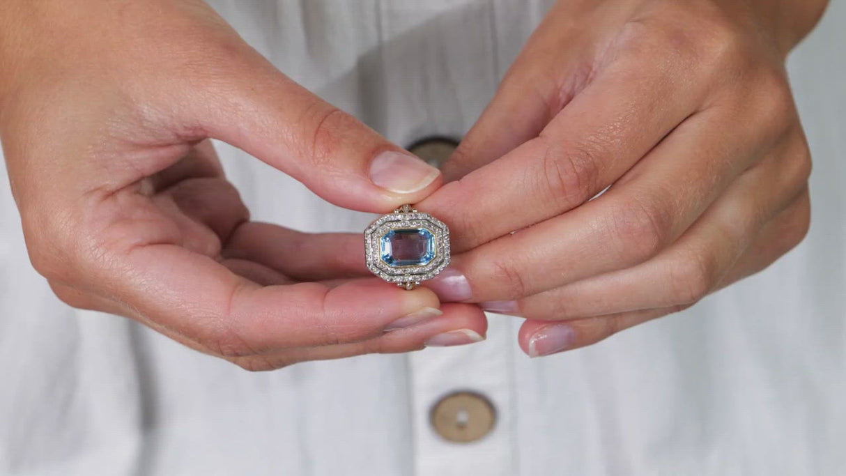 Belle Époque, French, Aquamarine and Diamond Ring