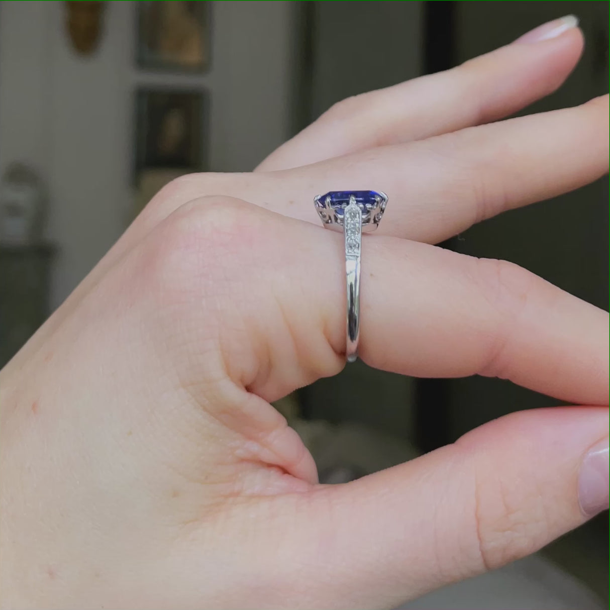 Edwardian, 18ct white gold, Burmese sapphire and diamond ring