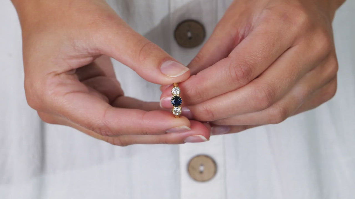Edwardian, 18ct gold, sapphire and diamond three stone ring