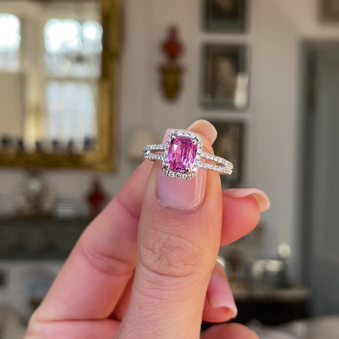 Engagement | 18ct White gold, Pink Sapphire and Diamond Ring