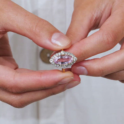 Untreated Antique Belle Époque, 18ct Gold, Pink Topaz and Diamond Ring Vintage_rings Vintage_enengment_rings | Untreated Antique Belle Époque, 18ct Gold, Pink Topaz and Diamond Ring