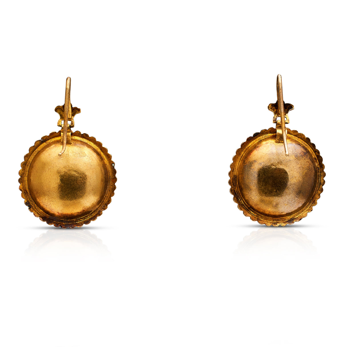 Victorian | Cabochon Garnet Flower Earrings, 15ct Yellow Gold