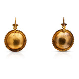 Victorian | cabochon garnet flower earrings, 15ct yellow gold