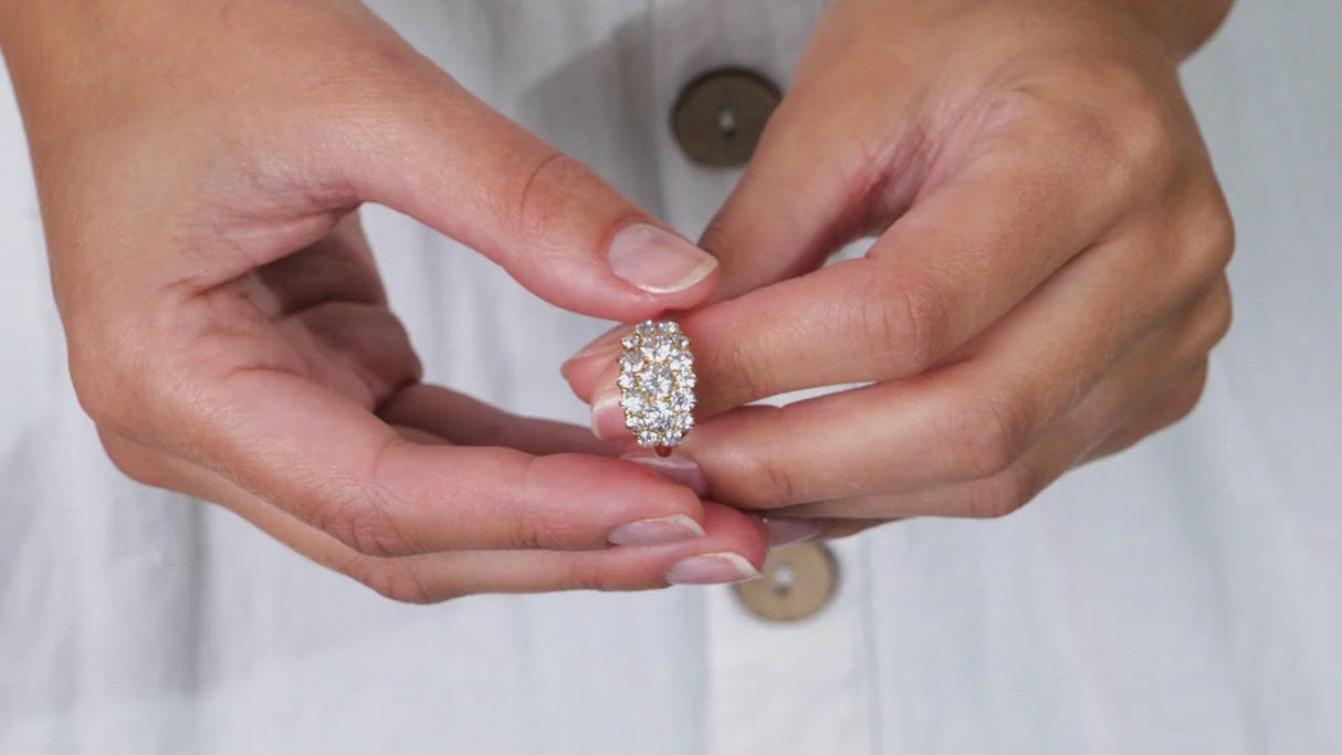 Victorian, 18ct gold, diamond cluster ring